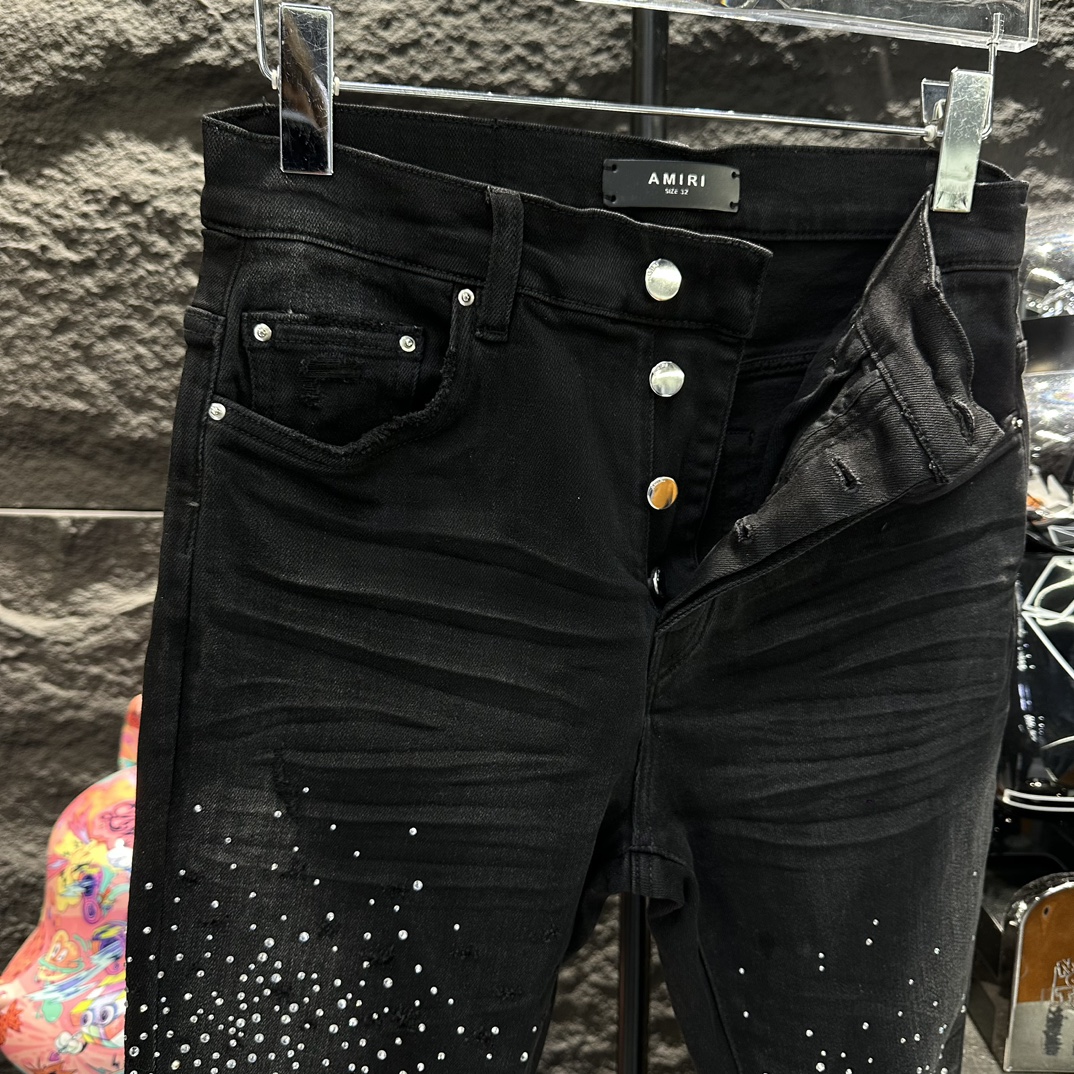 AMIRI HOT 2024夏の定番 amiriズボン偽物 シンプル ジンーズ パンツ 人気定番 デニム素材 新品 ブラック_7