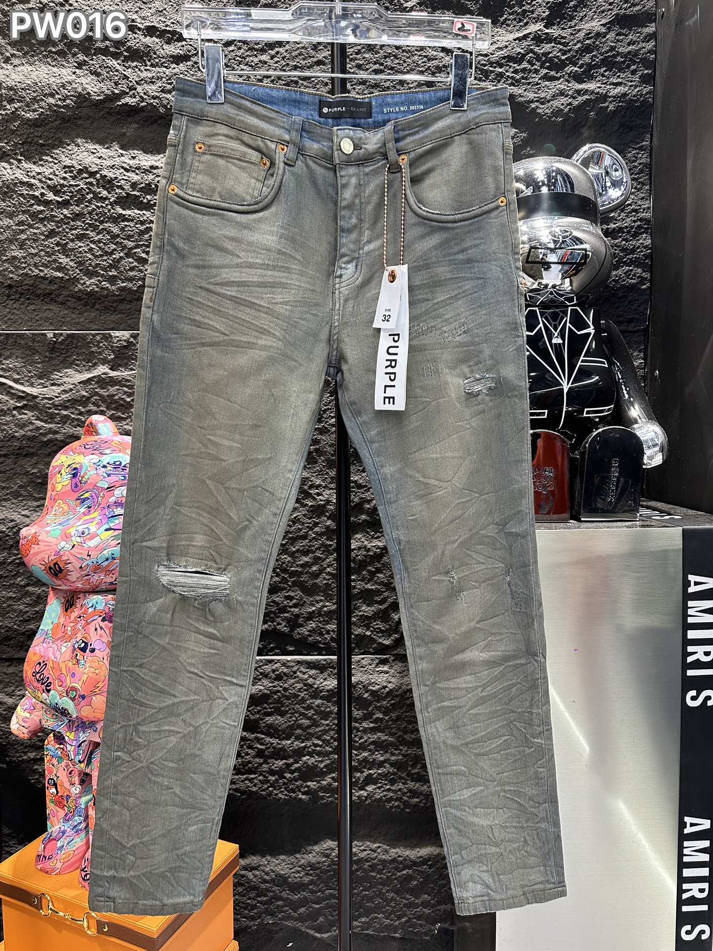 purple brand 春夏人気定番安い ズボンアメリカサイズスーパーコピー シンプル ジンーズ パンツ デニム素材 グレイ_1