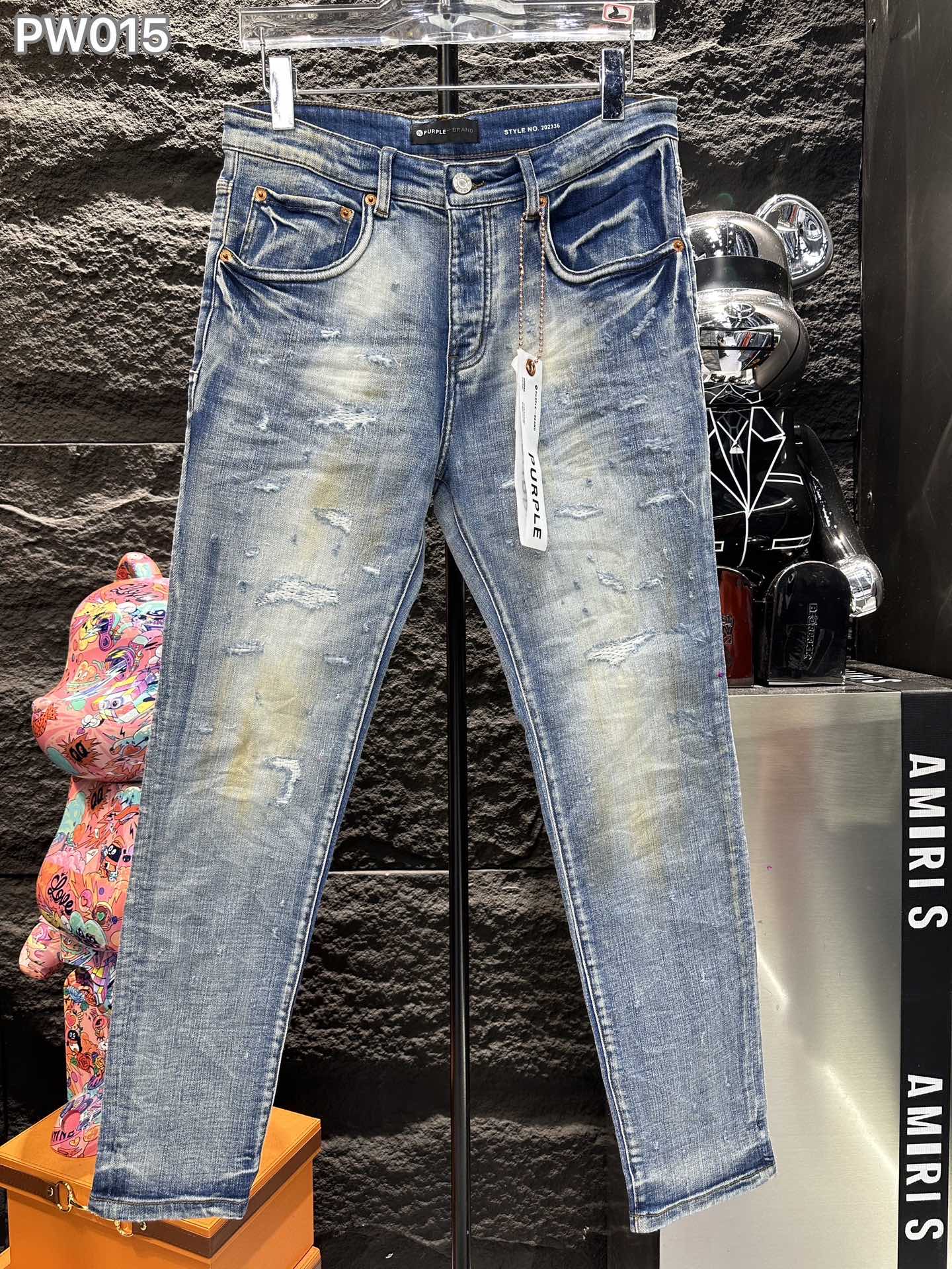 purple brand ズボン アメリカ英語激安通販 シンプル 人気品 シンプル ジンーズ パンツ デニム素材 ブルー_1