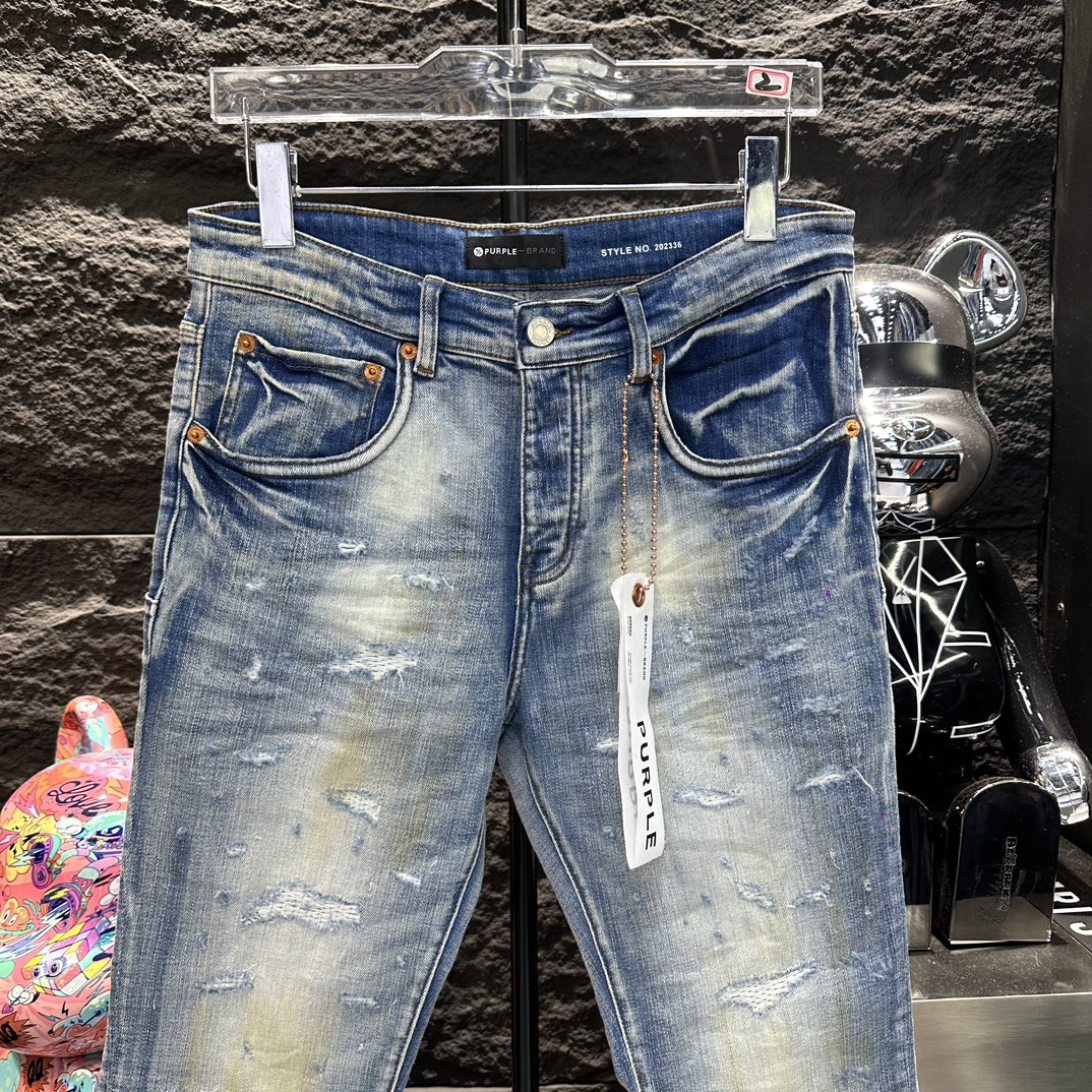 purple brand ズボン アメリカ英語激安通販 シンプル 人気品 シンプル ジンーズ パンツ デニム素材 ブルー_2