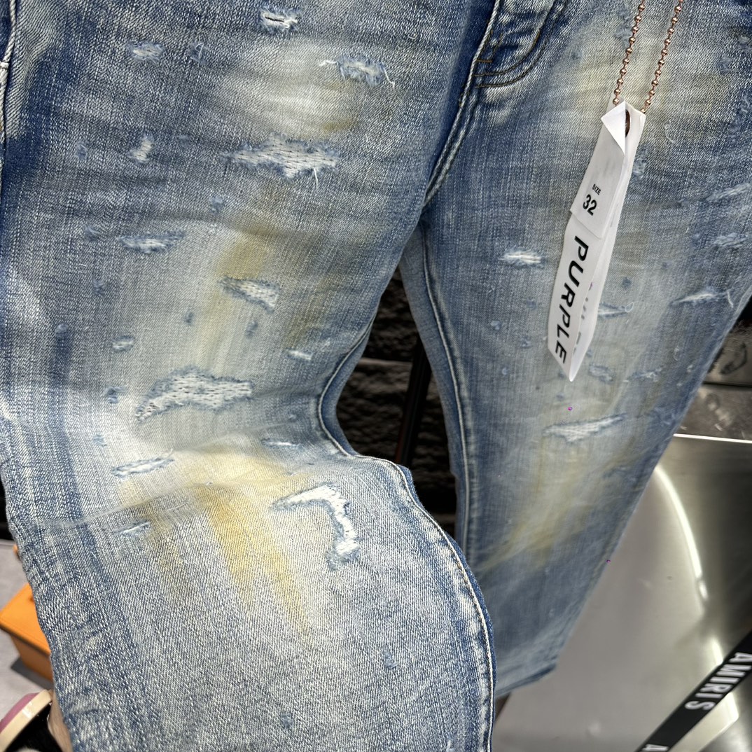 purple brand ズボン アメリカ英語激安通販 シンプル 人気品 シンプル ジンーズ パンツ デニム素材 ブルー_4