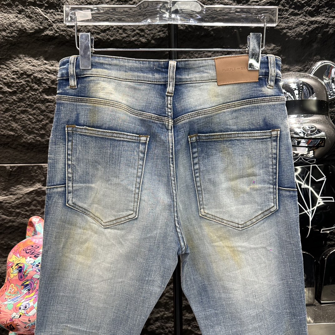 purple brand ズボン アメリカ英語激安通販 シンプル 人気品 シンプル ジンーズ パンツ デニム素材 ブルー_5