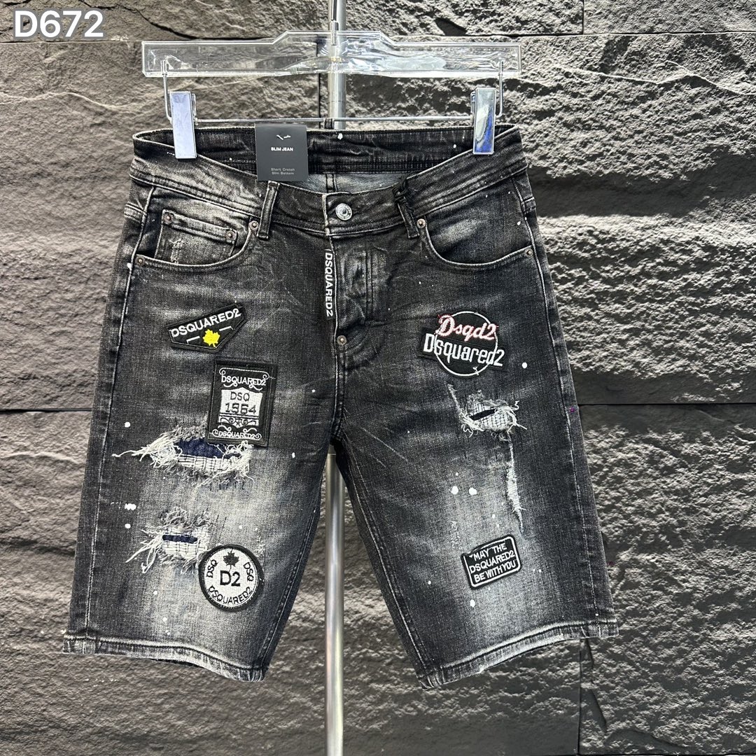 DSQUARED2 ズボンのテカリＮ級品 ショットパンツ デニム素材 夏新作 カジュアルパンツ 人気品 柔らかいブラック_1
