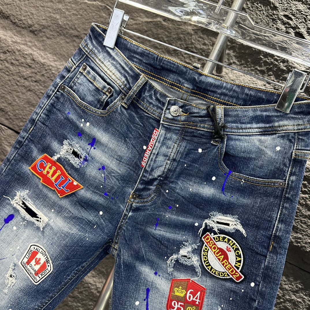 DSQUARED2 ズボン短い偽物 ショットパンツ ロゴ デニム素材 夏新作 カジュアルパンツ ファッション ブルー_2