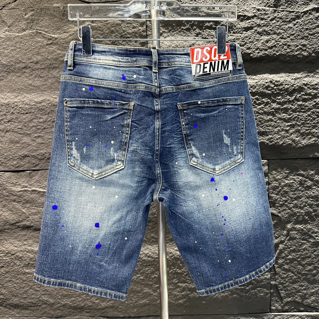 DSQUARED2 ズボン短い偽物 ショットパンツ ロゴ デニム素材 夏新作 カジュアルパンツ ファッション ブルー_4
