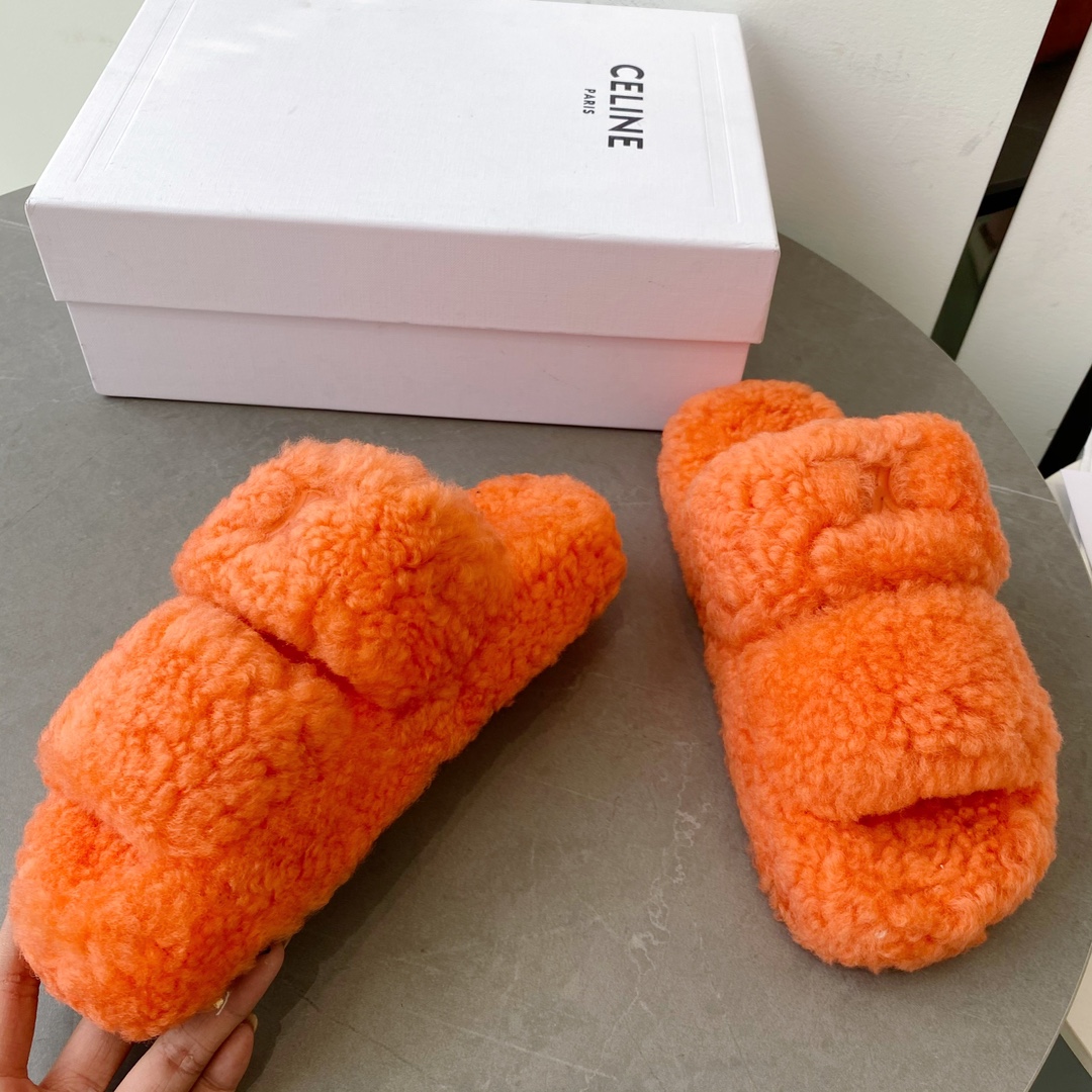 セリーヌ 激安通販 スーパーコピー サンダル ウール オレンジ 秋冬用 暖かい ふわふわ 可愛い_2