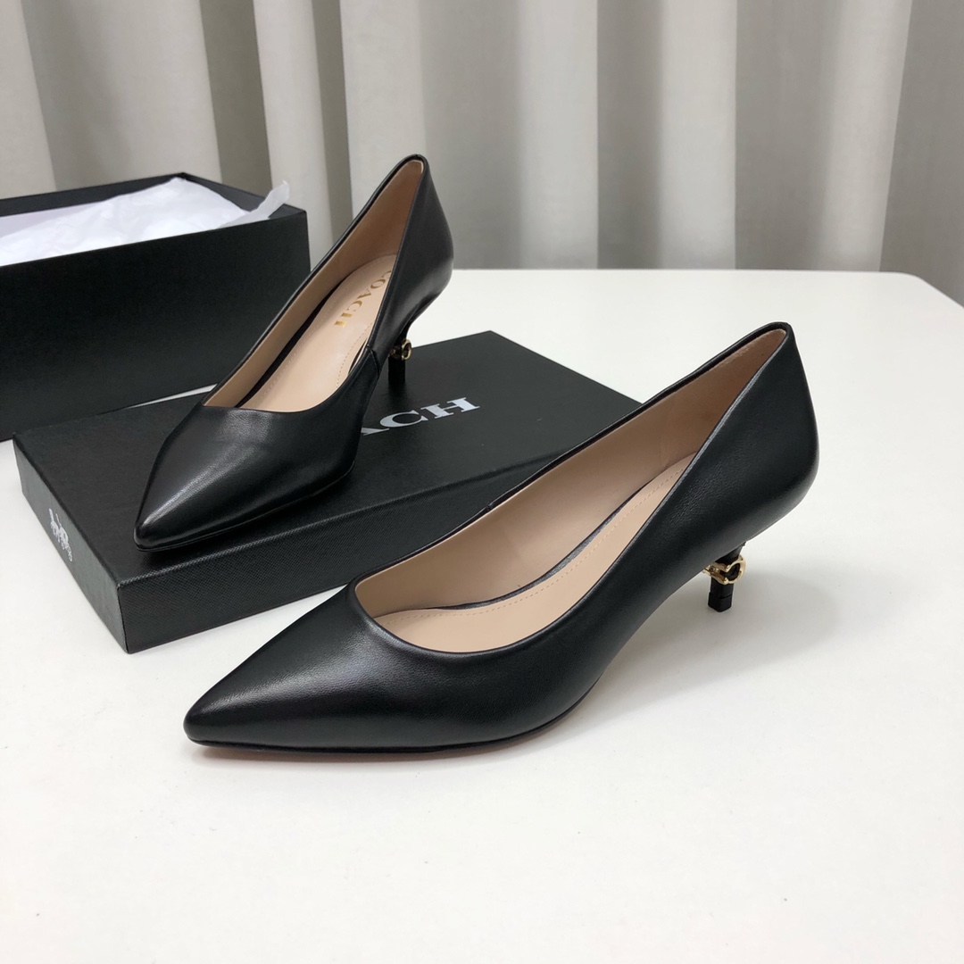 COACHコーチの靴コピー ハイビール 底5.5㎝ 歩きやすい 走れるパンプス 痛くない レディース ブラック_4