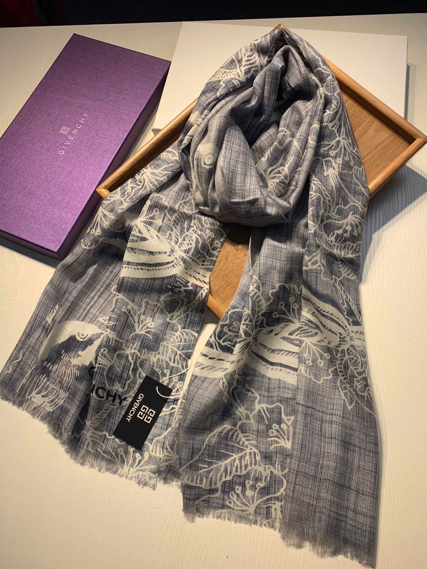 GIVENCHYジバンシー スカーフ シルクコピー 冷感 紫外線対策 薄手 コットン 軽量 綿 おしゃれ ふんわり 冷房対策 グレイ_6