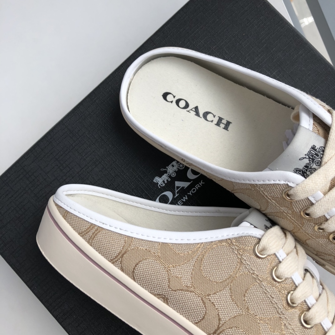 COACHコーチシューズレディースコピー 日常シューズ サンダル スリッパ 履きやすく ファッション 花柄 杏色_5