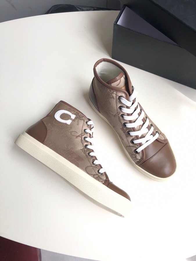 COACHコーチ英語偽物 バスケットシューズ ハイカット 通気性 防滑底 スニーカー 履きやすく 花柄 ファッション ブラウン_4