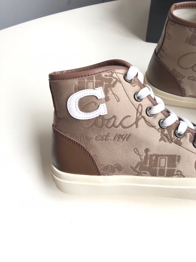COACHコーチ英語偽物 バスケットシューズ ハイカット 通気性 防滑底 スニーカー 履きやすく 花柄 ファッション ブラウン_6