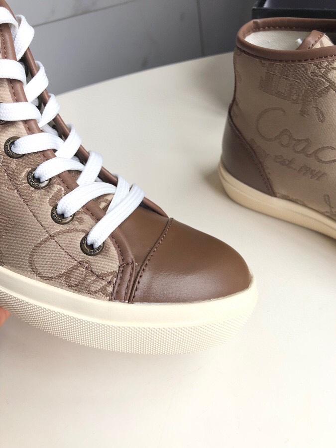 COACHコーチ英語偽物 バスケットシューズ ハイカット 通気性 防滑底 スニーカー 履きやすく 花柄 ファッション ブラウン_7