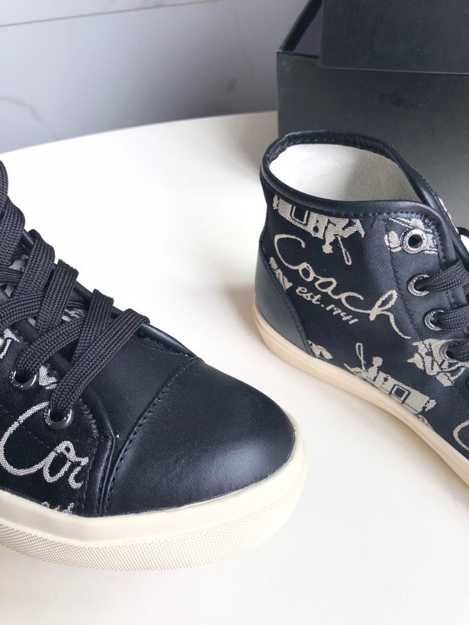 COACHコーチ革靴Ｎ級品 バスケットシューズ ハイカット 通気性 防滑底 スニーカー 履きやすく 花柄 ファッション ブラック_5