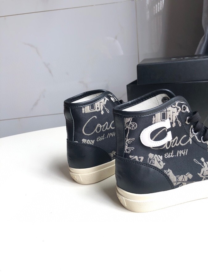 COACHコーチ革靴Ｎ級品 バスケットシューズ ハイカット 通気性 防滑底 スニーカー 履きやすく 花柄 ファッション ブラック_7