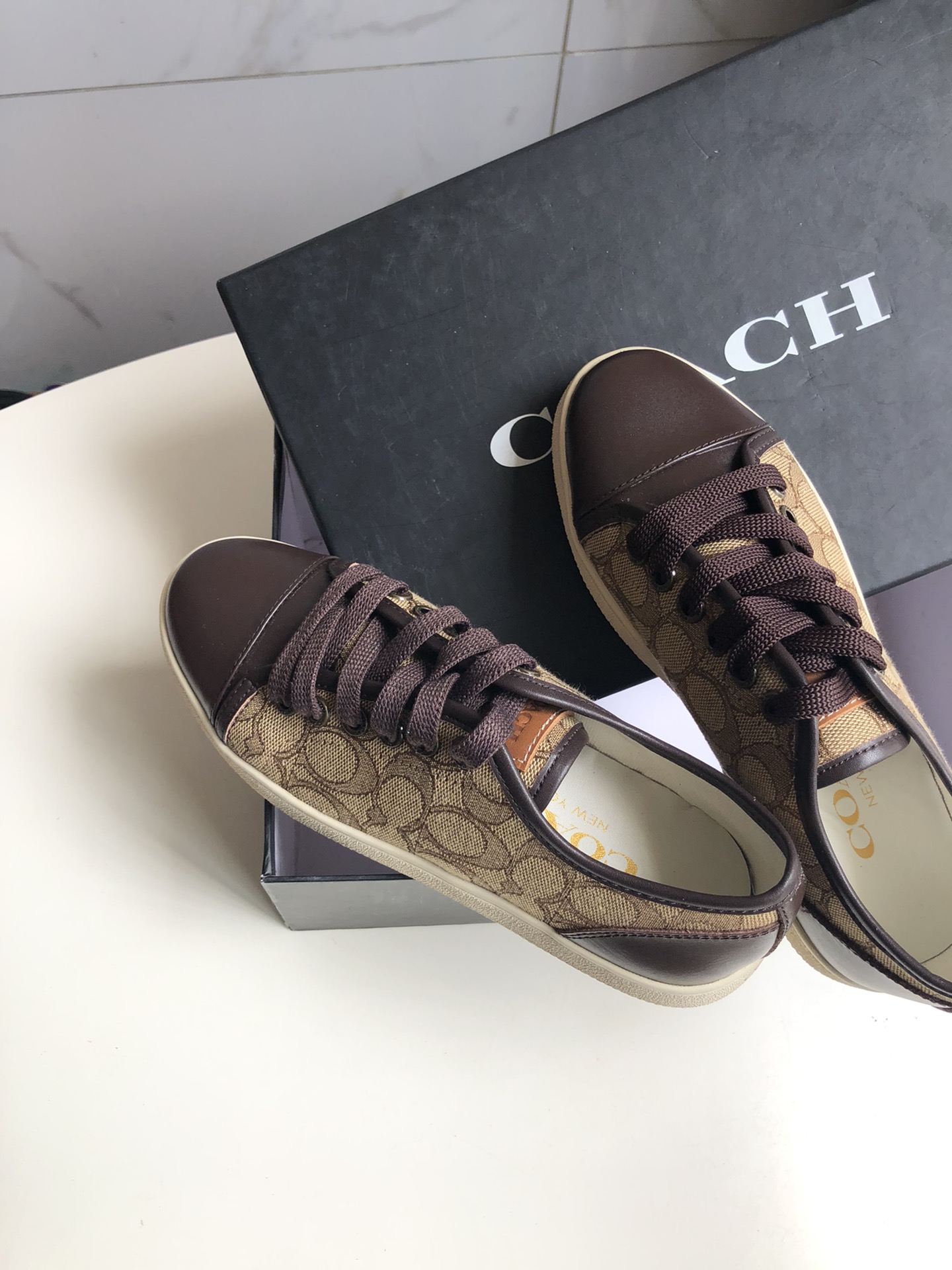 COACHコーチ クリーチャーコピー シューズ 通気性 防滑底 スニーカー 履きやすく 花柄 人気新作 ブラウン_10