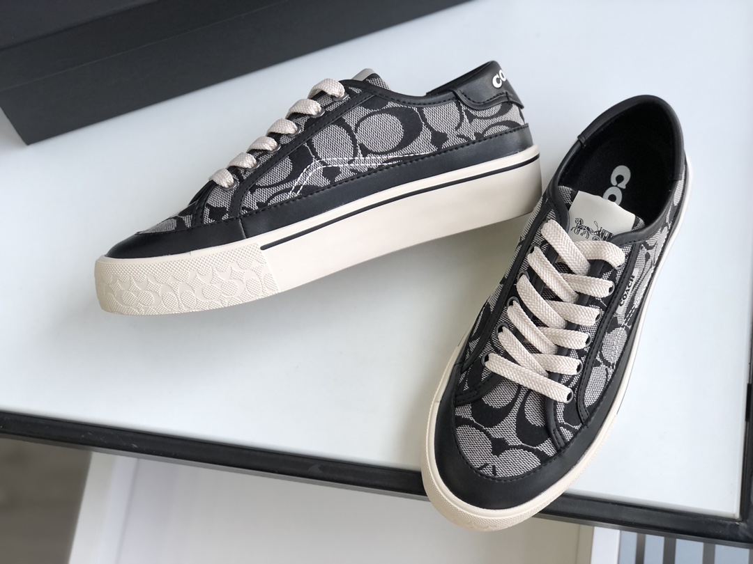 COACHコーチ靴スーパーコピー シューズ 通気性 防滑底 スニーカー 履きやすく 花柄 人気新作 レディース ブラック_3