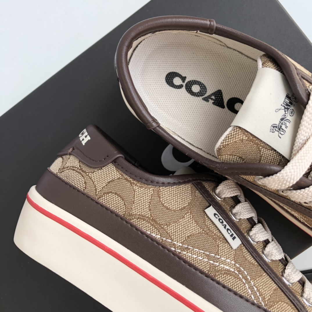 COACHコーチ クマ偽物 シューズ 通気性 シンプル 防滑底 スニーカー 履きやすく 花柄 人気新作 レディース ブラウン_9