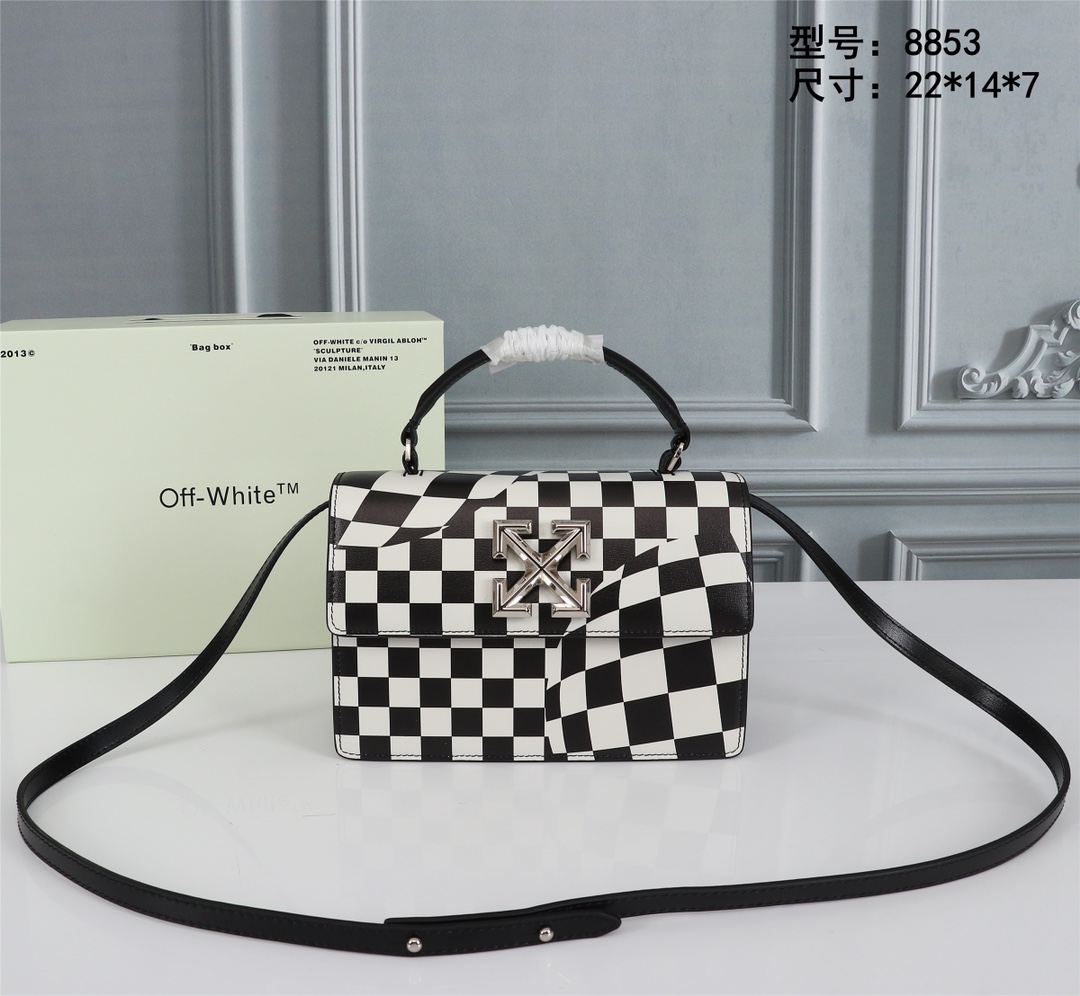 OFFWHITEオフホワイト ウエストバッグ激安通販 斜めがけバッグ ファッション 女性 碁盤図案 ブラック_1