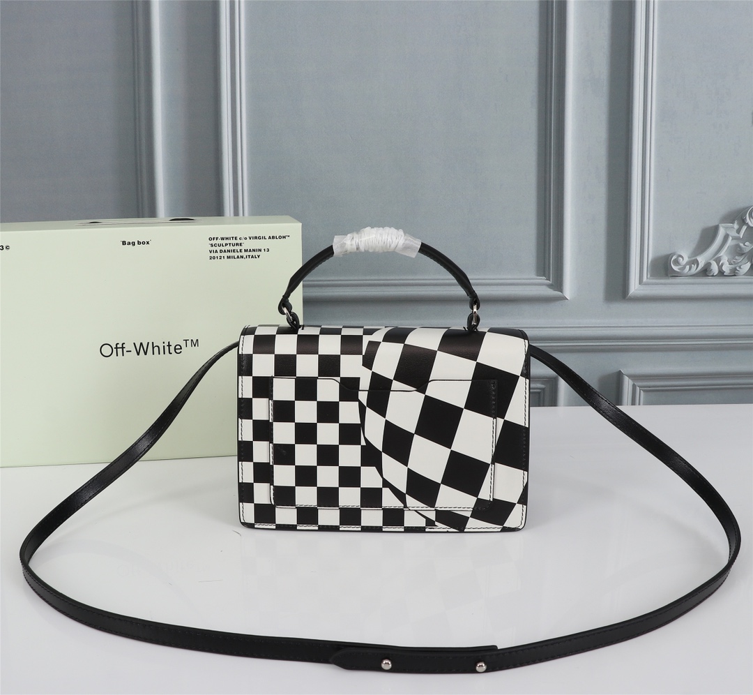 OFFWHITEオフホワイト ウエストバッグ激安通販 斜めがけバッグ ファッション 女性 碁盤図案 ブラック_3