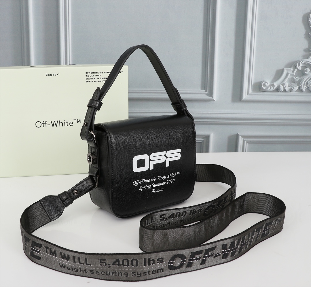 OFFWHITEオフホワイト ウエストバッグＮ級品 斜め掛け 持ちバッグ 黒い肩紐 レディース プリント 人気 レザー ブラック_2