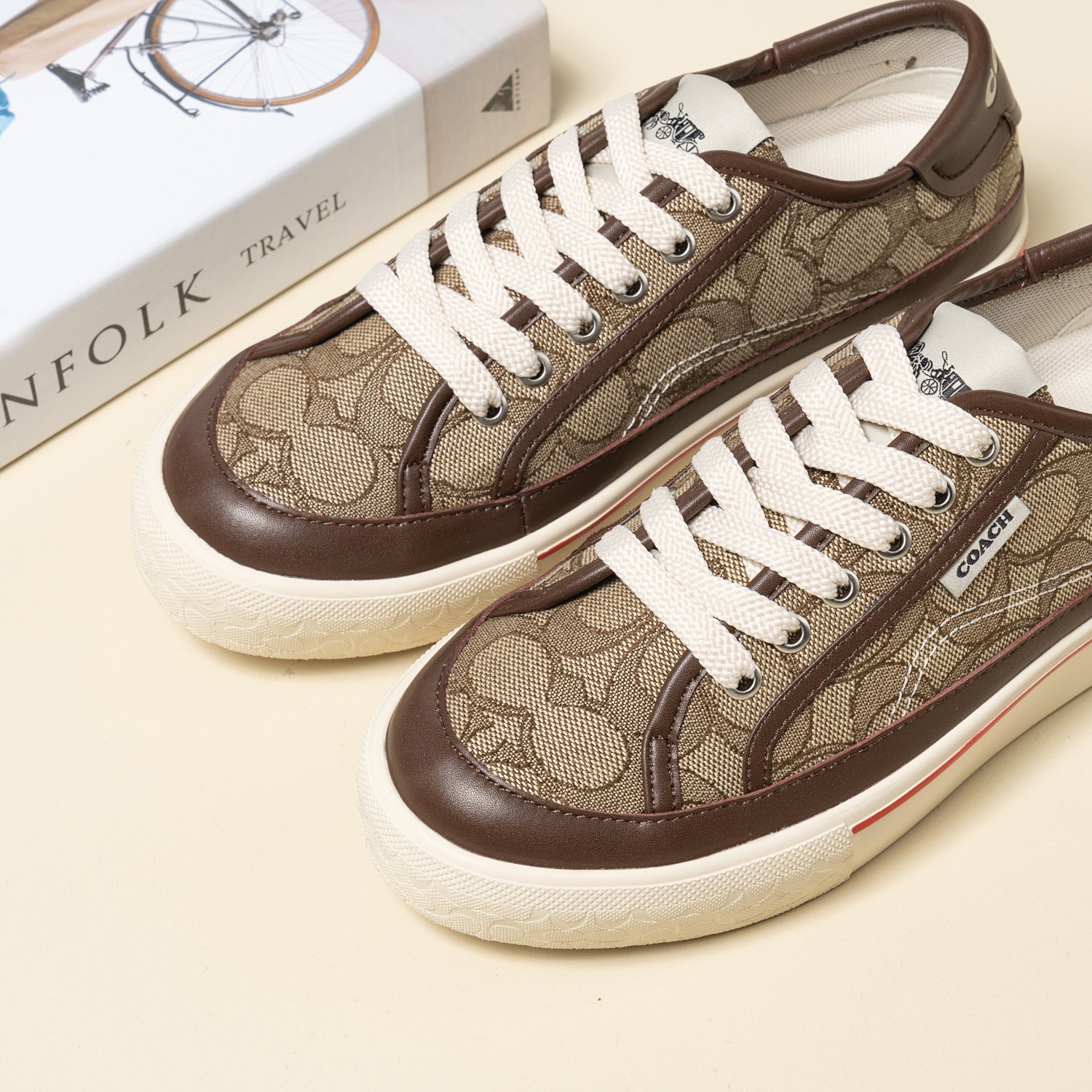 COACHコーチ シューズスーパーコピー 24新品 スニーカー シューズ ゴム底 歩きやすい シンプル 人気シューズ ブラウン_9
