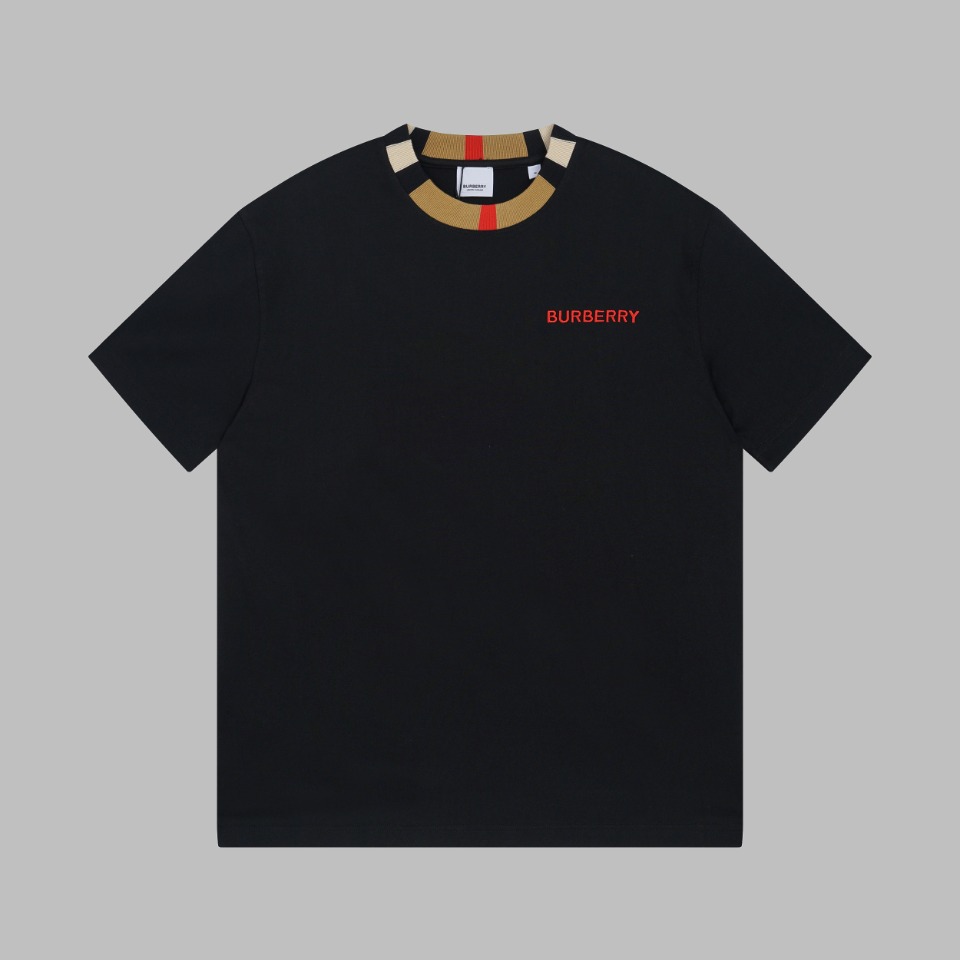 バーバリー 偽物 コピー 半袖 Tシャツ コットン ブラック 柔らかい 花柄_1