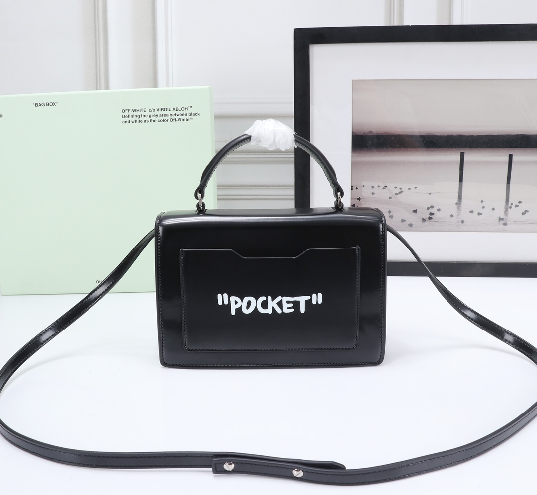 OFFWHITEバッグ オフホワイト偽物 斜め掛けバッグ レディース プリント 調整可 人気新品 ブラック_3