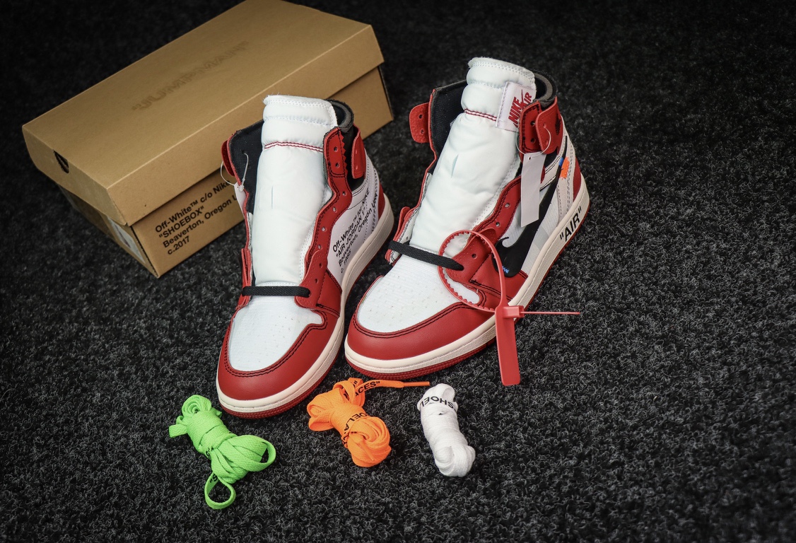 OFFWHITEオフホワイトサンダル偽物 目立つ!スニーカー 運動 ランニング Air Jordan 1 x Off Whiteコラボ  レッド_9