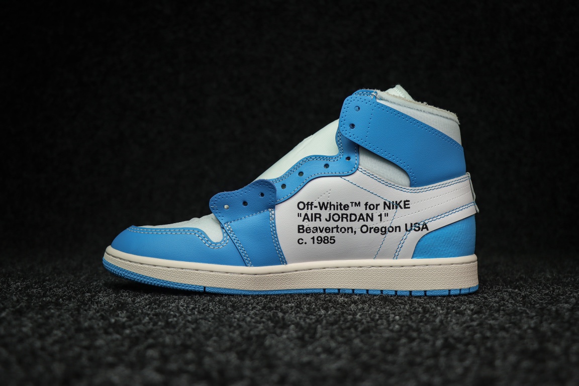 OFFWHITEオフホワイト シューズＮ級品 目立つ!スニーカー 運動 ランニング Air Jordan 1 x Off Whiteコラボ ブルー_3