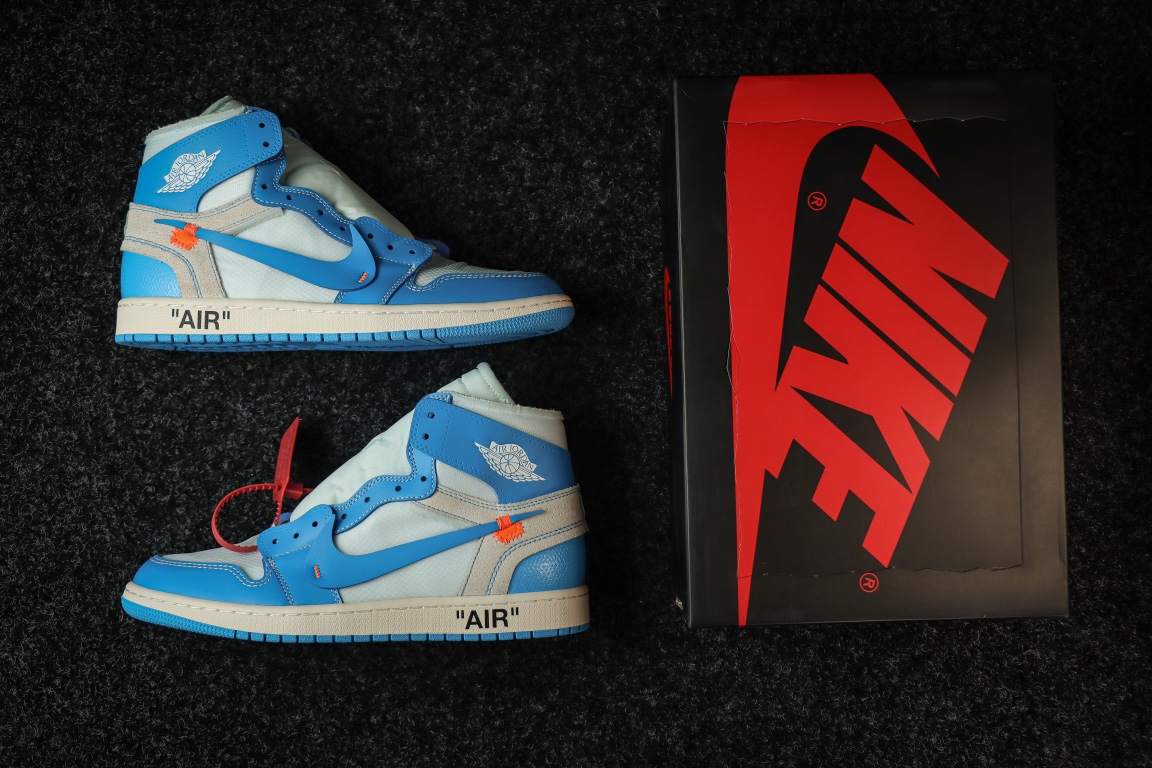 OFFWHITEオフホワイト シューズＮ級品 目立つ!スニーカー 運動 ランニング Air Jordan 1 x Off Whiteコラボ ブルー_5