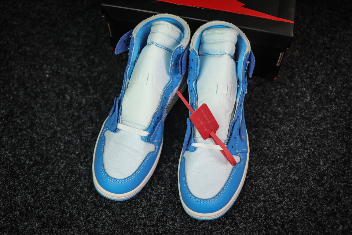 OFFWHITEオフホワイト シューズＮ級品 目立つ!スニーカー 運動 ランニング Air Jordan 1 x Off Whiteコラボ ブルー_7