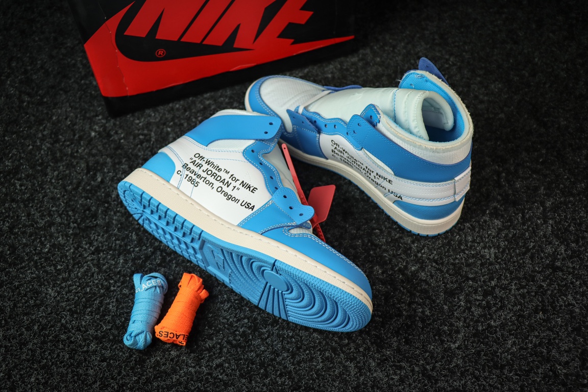 OFFWHITEオフホワイト シューズＮ級品 目立つ!スニーカー 運動 ランニング Air Jordan 1 x Off Whiteコラボ ブルー_8