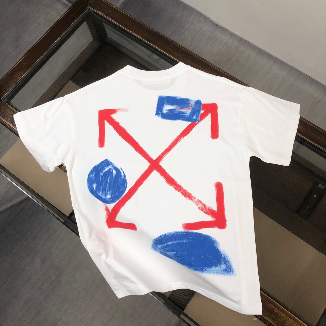 OFFWHITEメルカリ オフホワイトtシャツ激安通販 純綿 カジュアル トップス カップルtシャツ ロゴプリント ホワイト_2