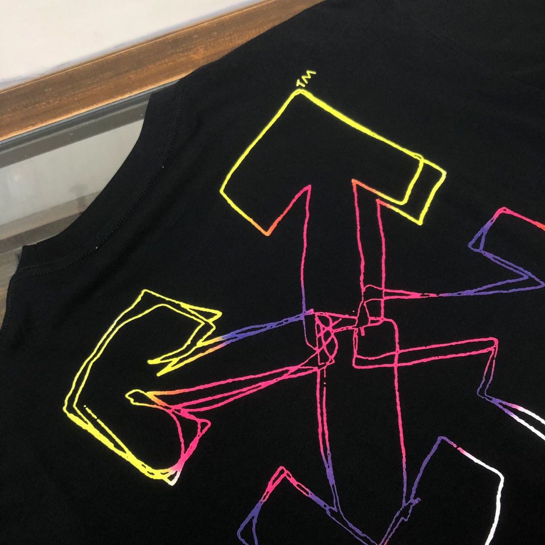 OFFWHITEオフホワイトtシャツ タグコピー 純綿 カップル 今季欲しい トップス ゆったり カジュアル 日常 ブラック_8