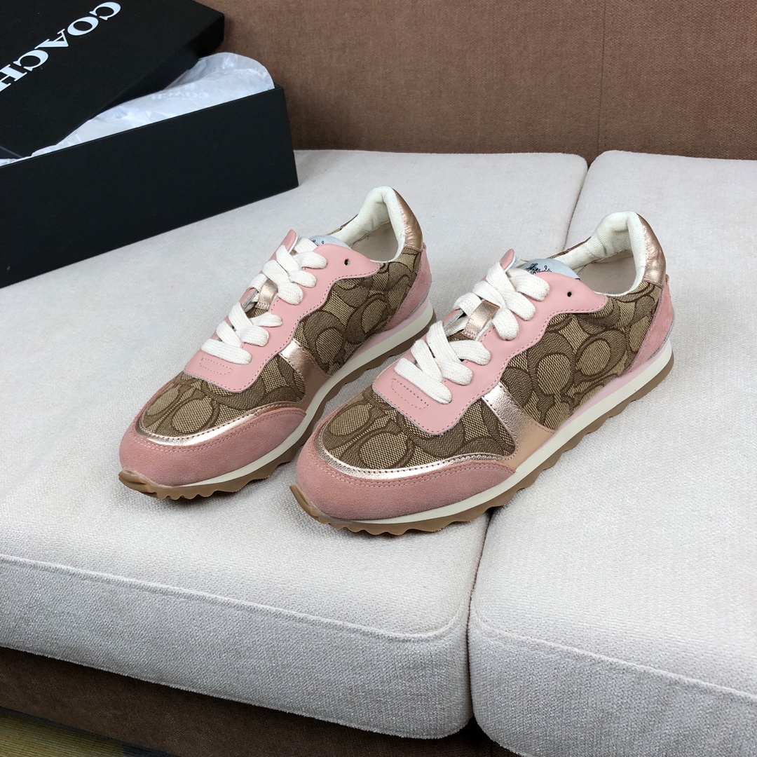 COACHコーチサコッシュレディース偽物 スポーツシューズ 通気性いい 運動 ランニング 人気品 シンプル レザー ピンク_6