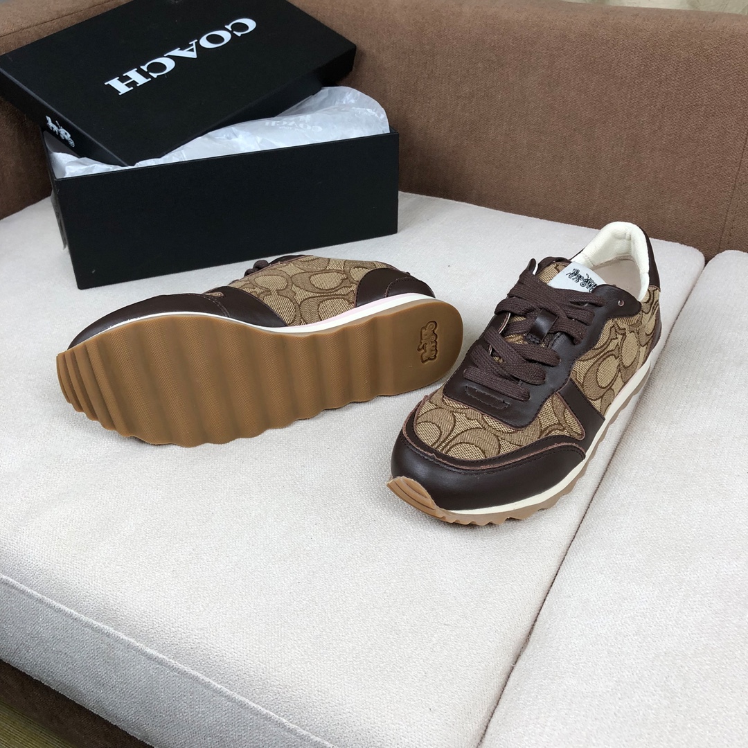 COACHコーチャー サッカーシューズＮ級品 スポーツシューズ 通気性いい 運動 ランニング 人気品 シンプル レザー ブラウン_9