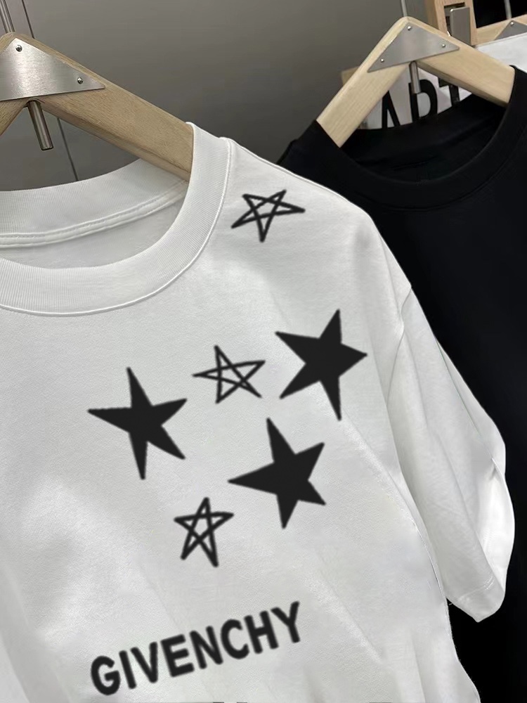 人気定番可愛い ジバンシィ ルックコピー 純綿 トップス 短袖 シンプル 星 プリント ファッション 2色可選_4
