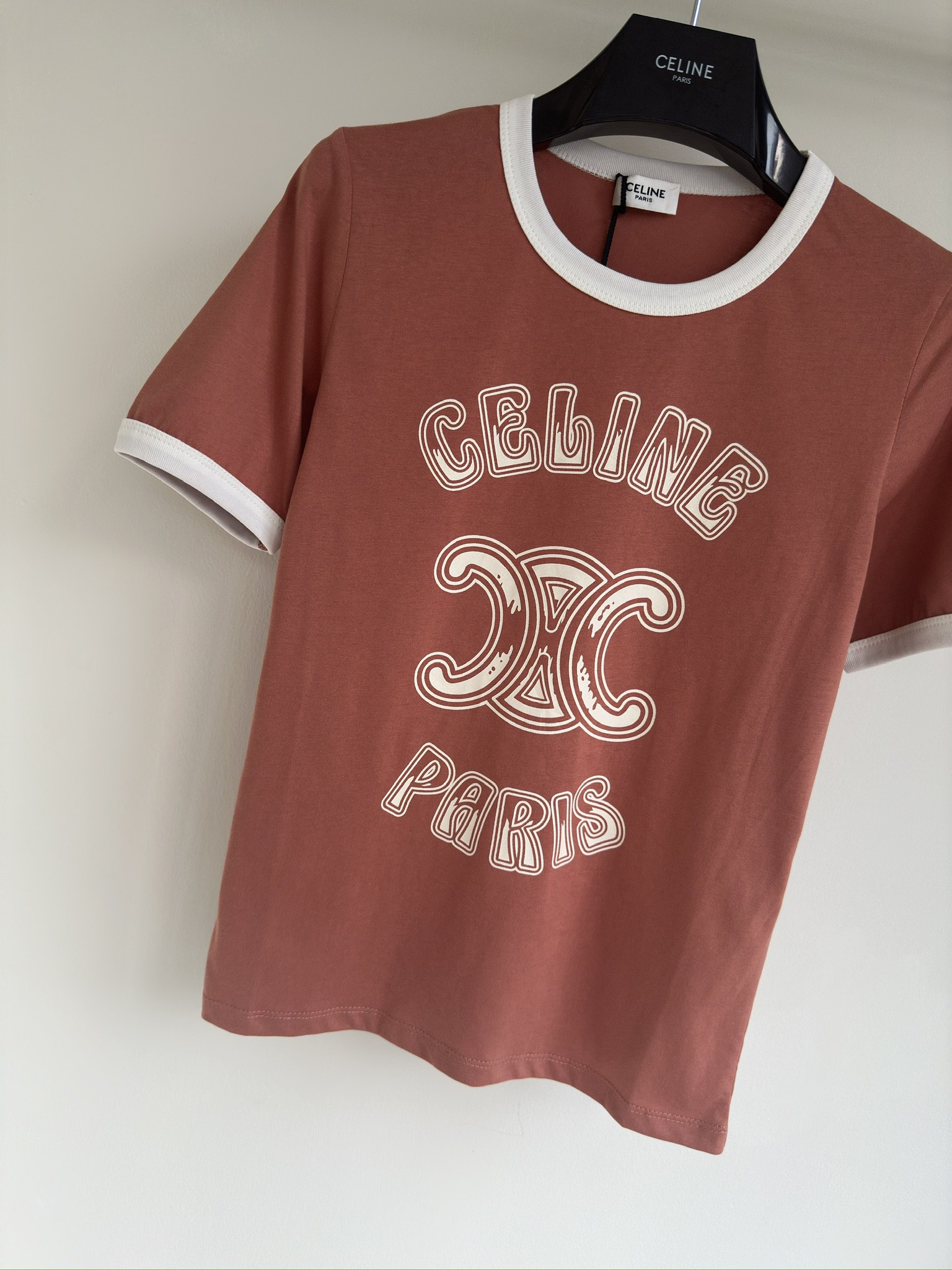セリーヌ レディース t シャツ偽物 トップス 短袖 春夏新品 プリント シンプル カジュアル 日常服 オレンジ色_3