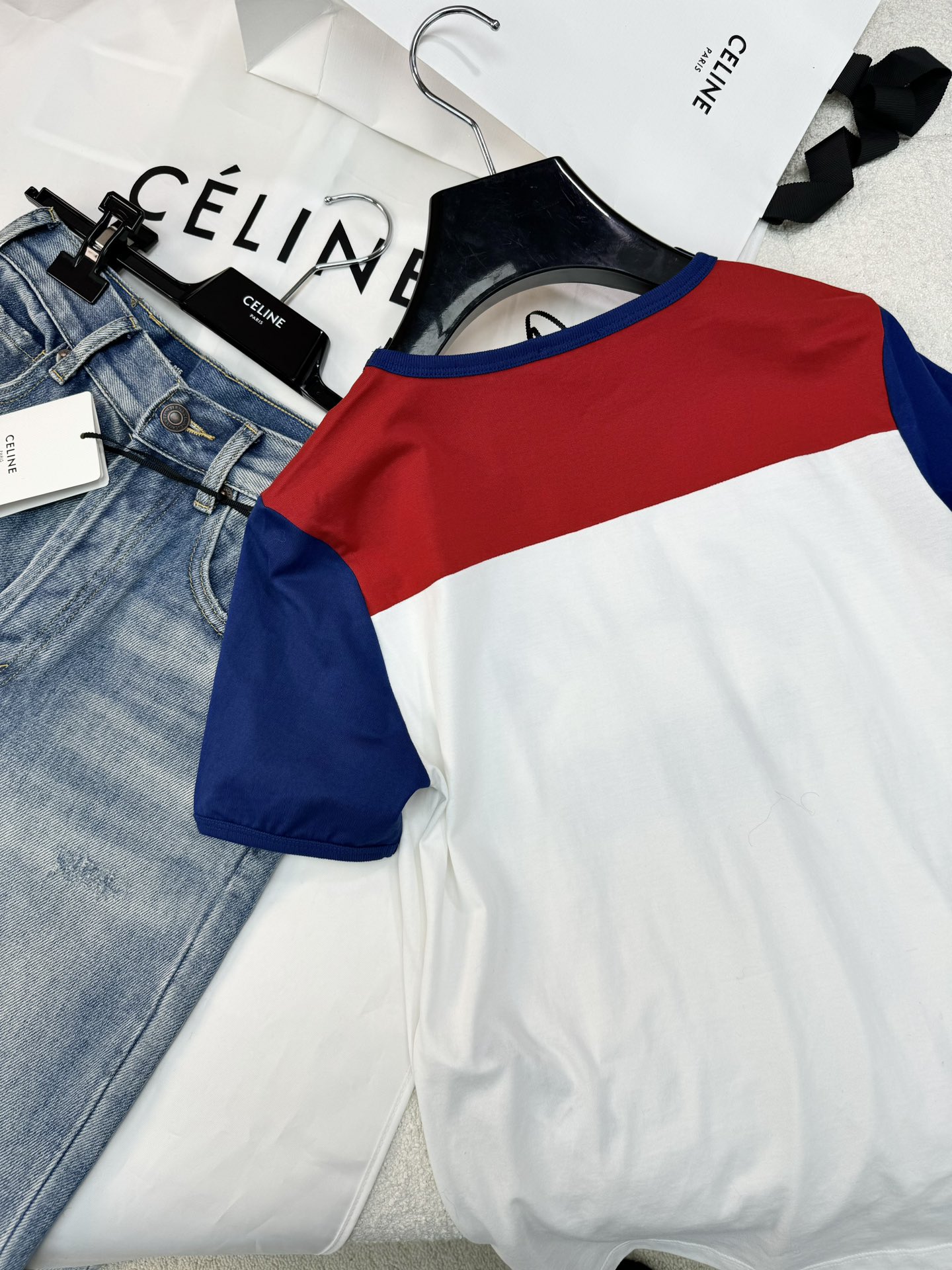 celineセリーヌ ボーダー トップスＮ級品 トップス 半袖 純綿 tシャツ シンプル 夏 ファッション 日常 ホワイト_6