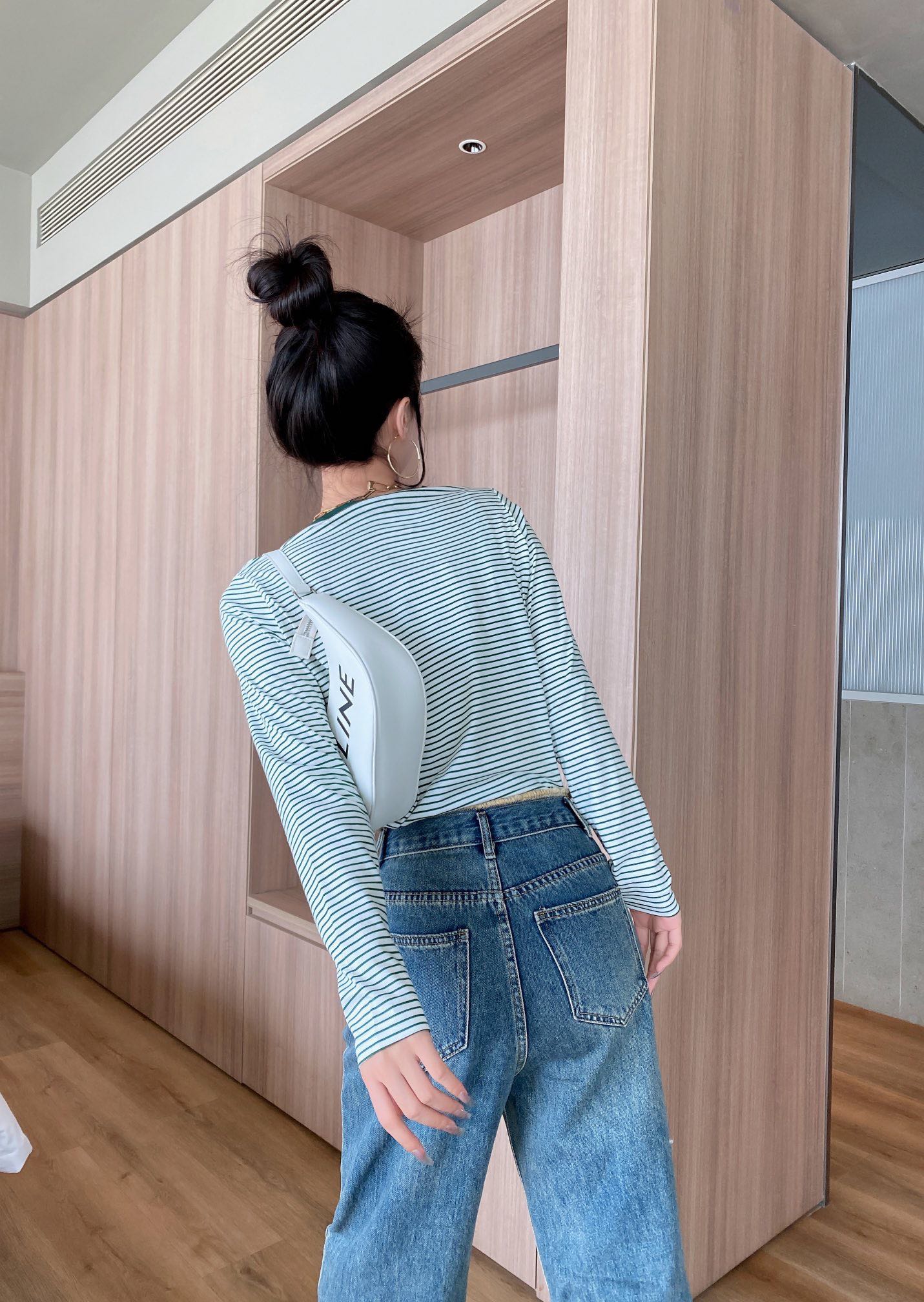 celineセリーヌ メッシュ t シャツコピー トップス 長袖 純綿 シンプル 日常服 カジュアル 緑ネック 品質保証 グレイ_8