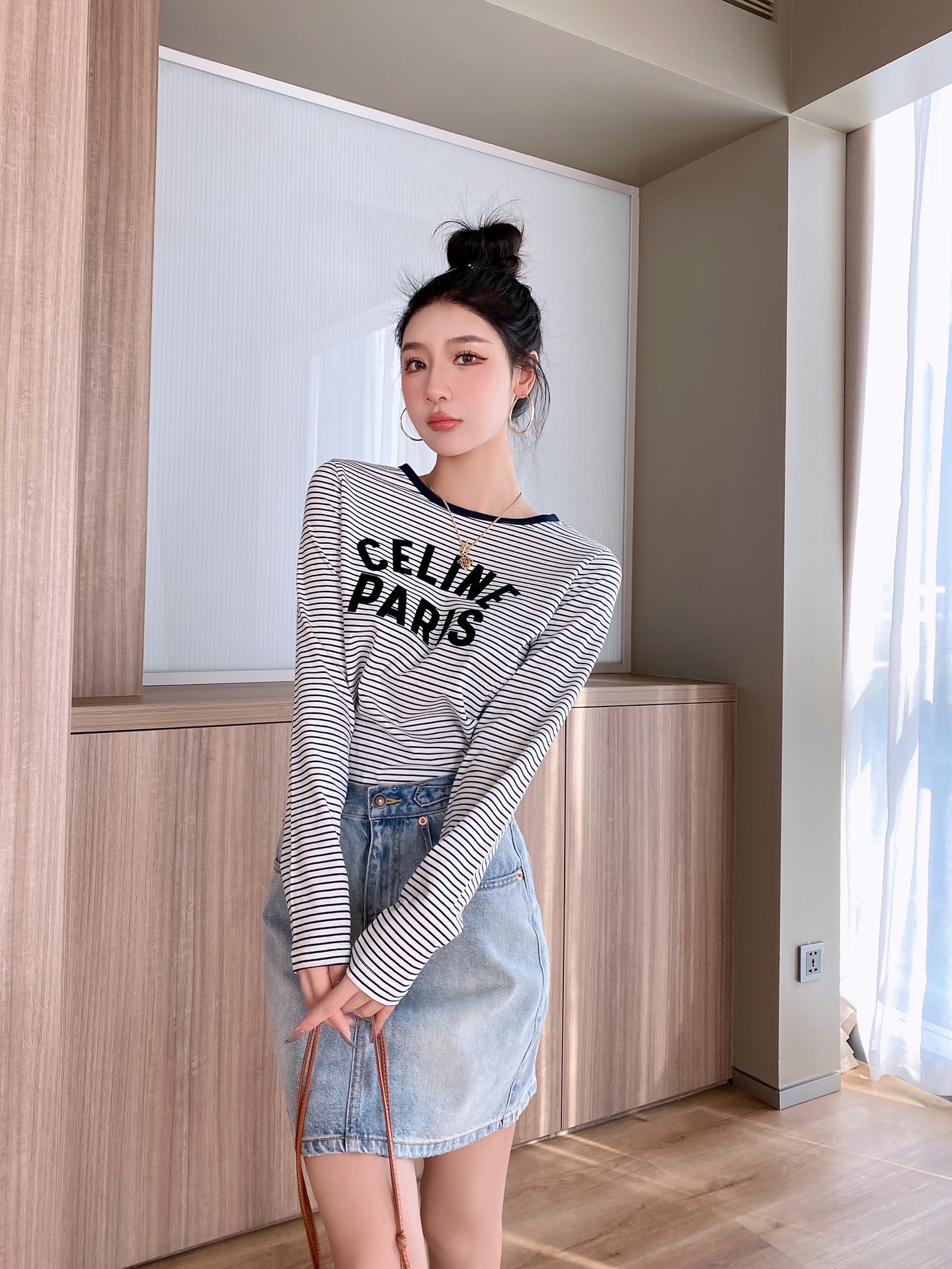celineセリーヌ レディース トップス激安通販 トップス 長袖 純綿 ファッション カジュアル 黒いネック ブラック_5