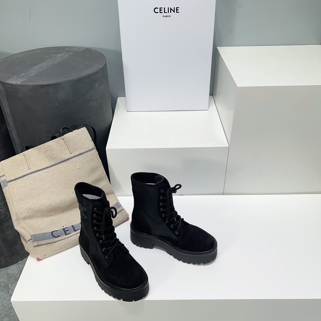 セリーヌ CELINE限定 スーパーコピー シューズ ブラック レザー 歩きやすい ブーツ_1