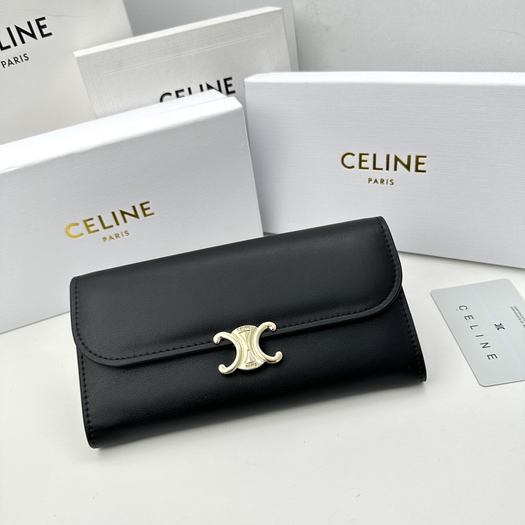 セリーヌバッグ 重さコピー 財布 ロング 牛革 シンプル 長財布 本革 大容量 薄型 コンパクト ブラック_1