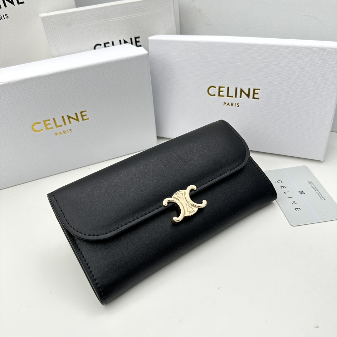 セリーヌバッグ 重さコピー 財布 ロング 牛革 シンプル 長財布 本革 大容量 薄型 コンパクト ブラック_2