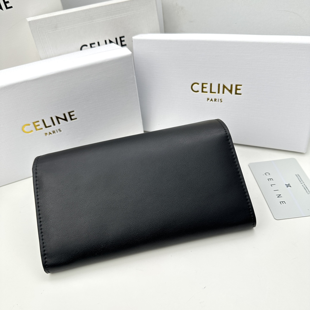 セリーヌバッグ 重さコピー 財布 ロング 牛革 シンプル 長財布 本革 大容量 薄型 コンパクト ブラック_3
