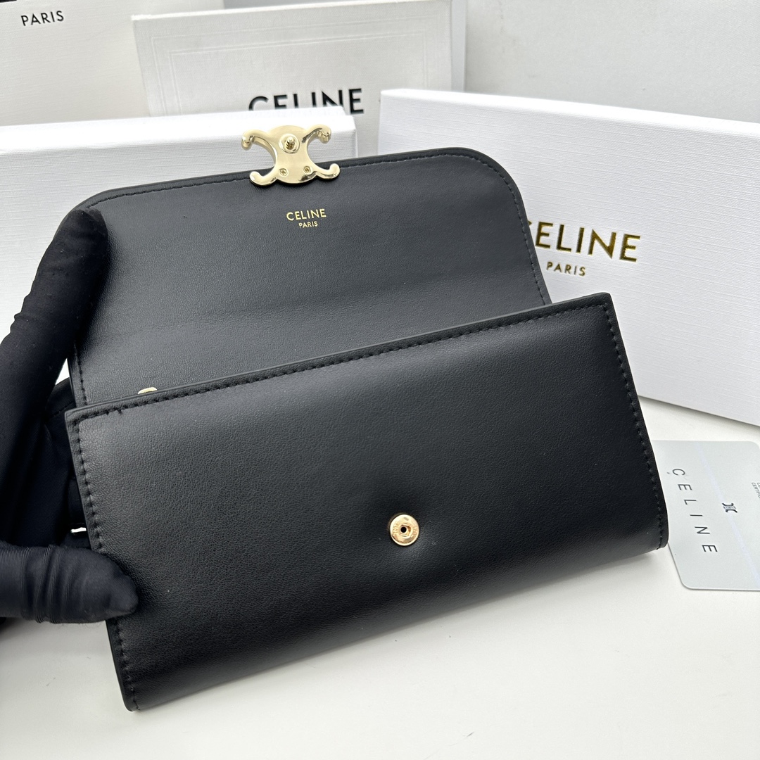 セリーヌバッグ 重さコピー 財布 ロング 牛革 シンプル 長財布 本革 大容量 薄型 コンパクト ブラック_6