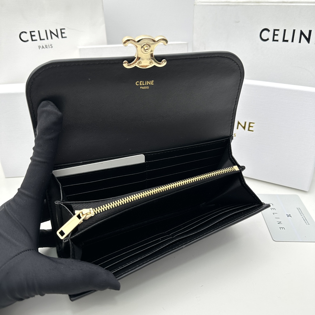 セリーヌバッグ 重さコピー 財布 ロング 牛革 シンプル 長財布 本革 大容量 薄型 コンパクト ブラック_7