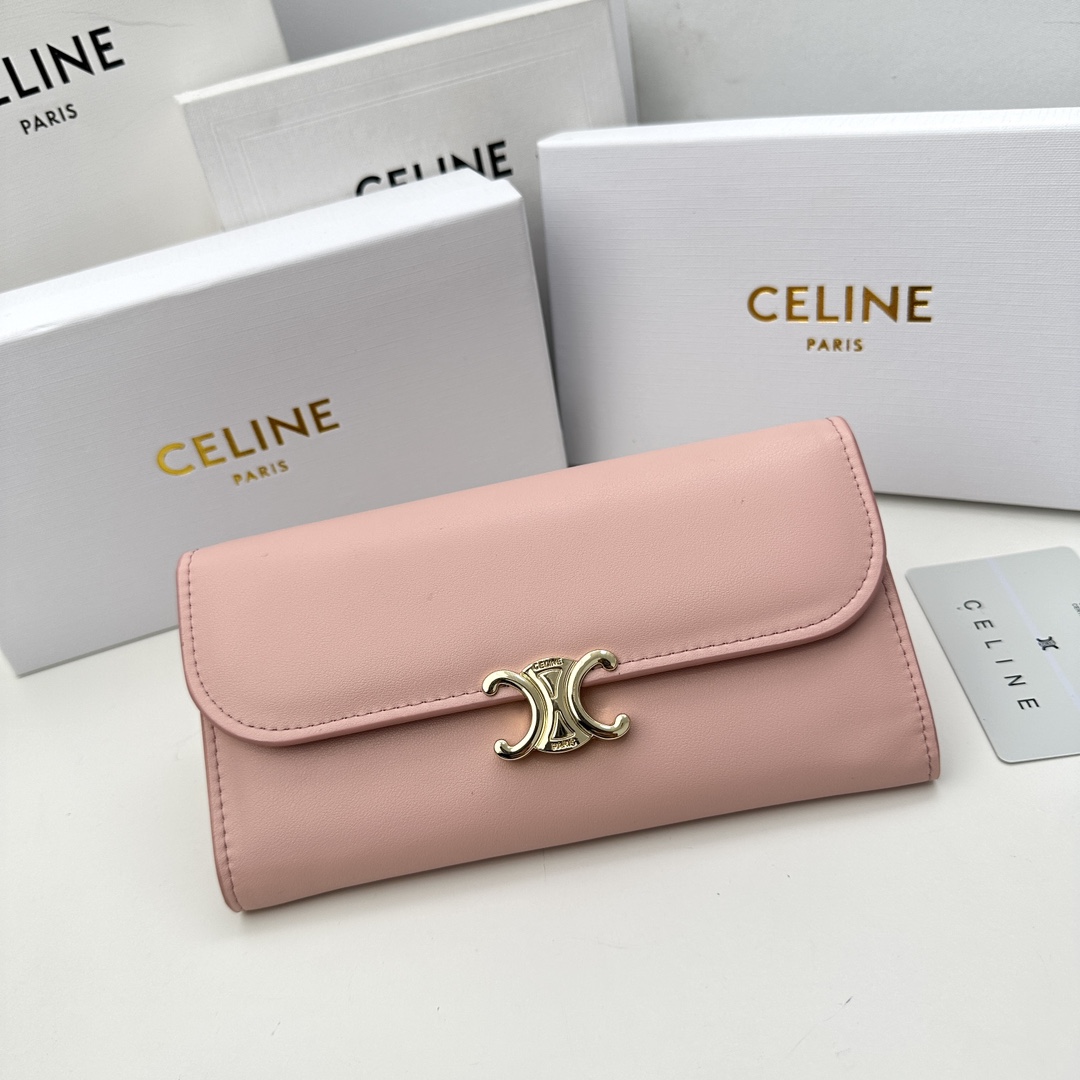 セリーヌバッグ 買取スーパーコピー 財布 ロング 牛革 シンプル 長財布 本革 大容量 薄型 コンパクト ピンク_1