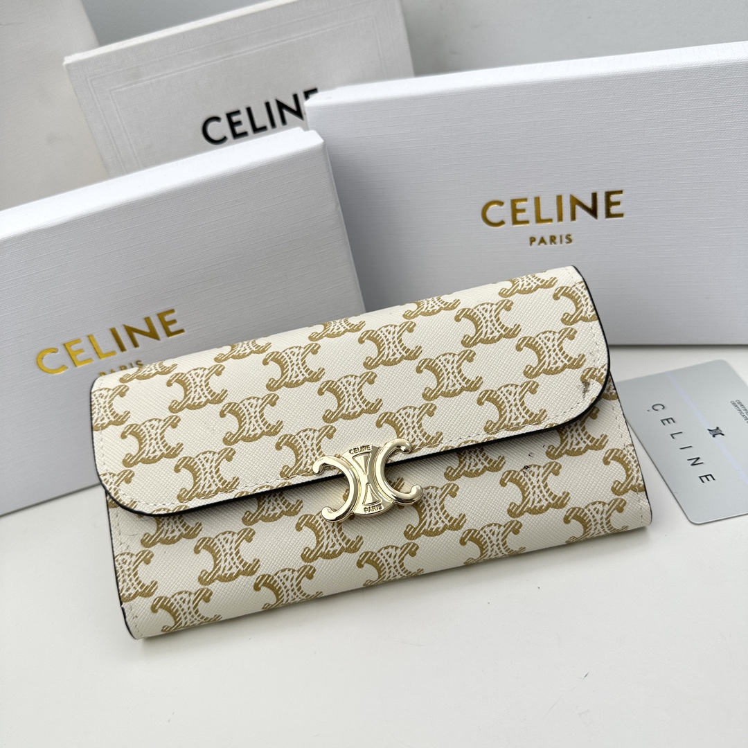 ショルダーバッグ セリーヌバッグＮ級品 財布 ロング 牛革 シンプル 長財布 本革 大容量 薄型 コンパクト 花柄 ホワイト_1
