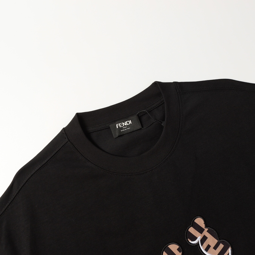 フェンディ FENDI限定 コピー 半袖 Tシャツ コットン ブラック 柔らかい 花柄_3